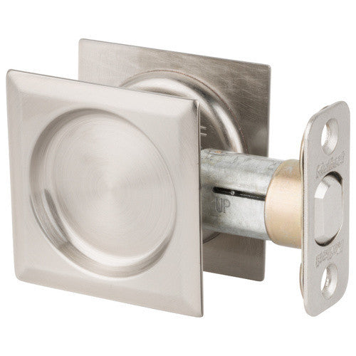 DOOR HARDWARE: Kwikset SQ 334-15 Square Pocket Door Lock Passage - Satin Nickel