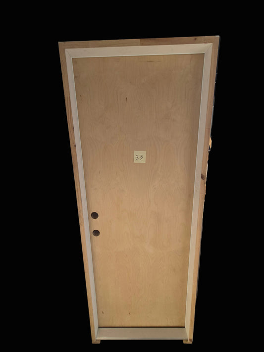 CLEARANCE - 20 min Fire Door 23 - Pre-hung Right Hand InSwing 2/6(30")x6/8(80")x 1-3/4" Fiberglass Smooth Flush Birch SC