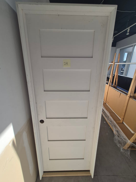 CLEARANCE - Interior Door 24 - Pre-hung Right Hand Swing 2/6(30")x6/8(80")x 1-3/8" Primed MDF Smooth 5-Panel True Shaker SC