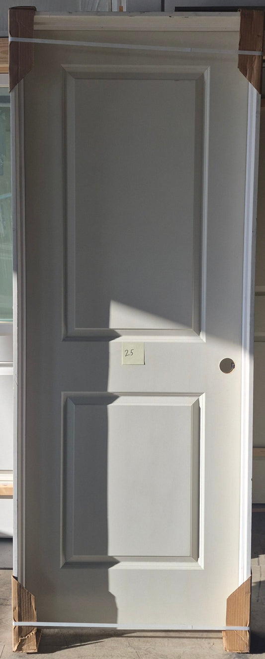 CLEARANCE - Interior Door 25 - Pre-hung Left Hand Swing 2/6(30")x6/8(80")x 1-3/8" Primed Molded Smooth 2-Panel Raised Carrara Hollow Core Core