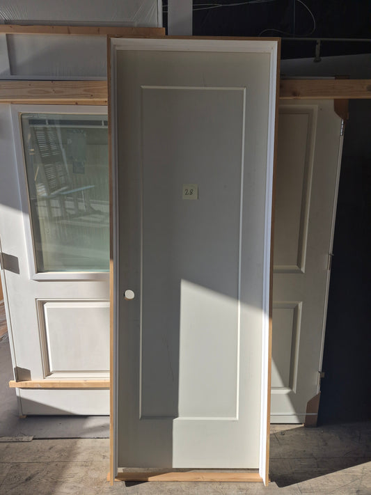 CLEARANCE - Interior Door 28 - Pre-hung Right Hand Swing 2/6(30")x7/0(84")x 1-3/8" Primed Molded Smooth 1-Panel Shaker Style Madison Solid Core