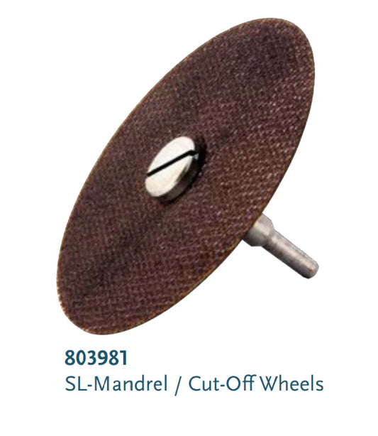 SL-PACKAGE MANDREL 2 cut-off wheels Package Mandrel and two cut-off wheels *1/8" Cable w/ Type 316 Stainless Steel