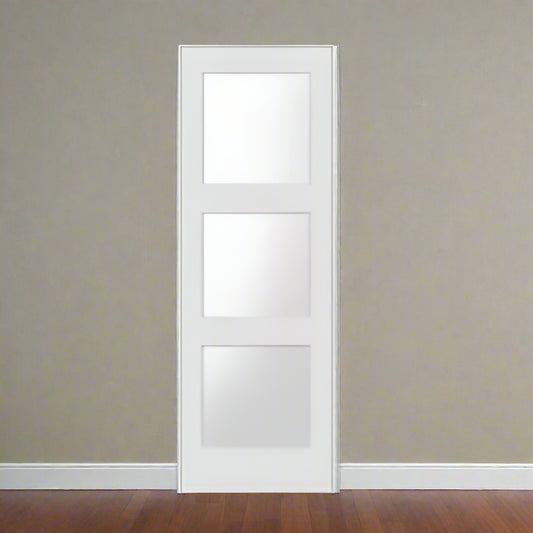 Slab: Primed MDF Smooth 3 Lite Frosted Shaker Primed 4603