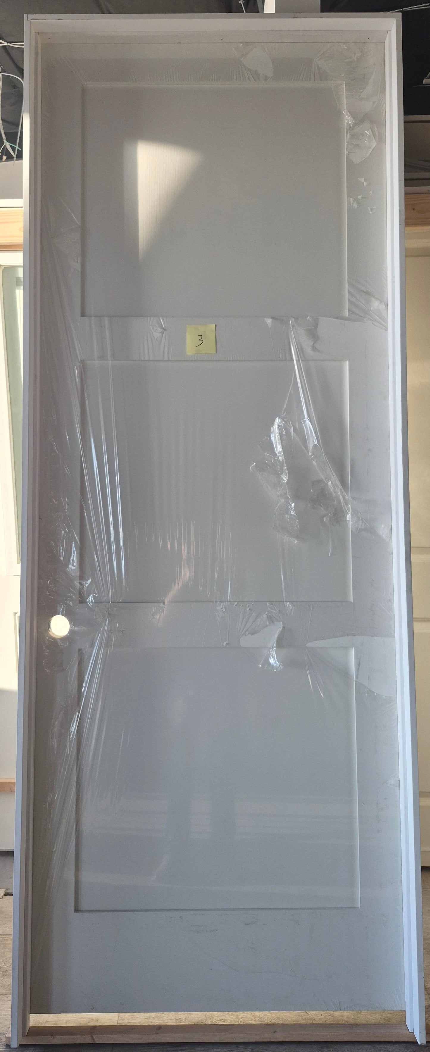 CLEARANCE - Interior Door 3 - Pre-hung Right Hand Swing 3/0(36")x8/0(96")x 1-3/8" Primed MDF 3-Panel True Shaker SC
