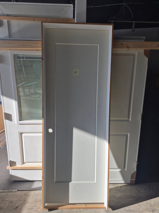 CLEARANCE - Interior Door 30 - Pre-hung Right Hand Swing 2/6(30")x7/0(84")x 1-3/8" Primed Molded Smooth 1-Panel Shaker Style Madison Solid Core