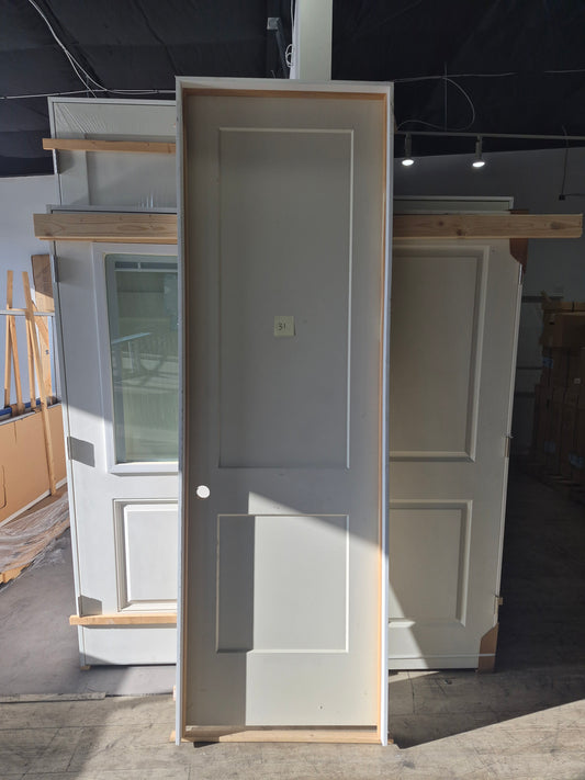 CLEARANCE - Interior Door 31 - Pre-hung Right Hand Swing 2/6(30")x8/0(96")x 1-3/8" Primed Molded Smooth 2-Panel Shaker Style Monroe Solid Core