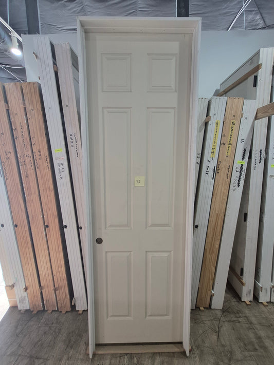 CLEARANCE - Interior Door 33 - Pre-hung Right Hand Swing 2/6(30")x8/0(96")x 1-3/8" Primed Molded Textured 6-Panel Raised Colonist Hollow Core