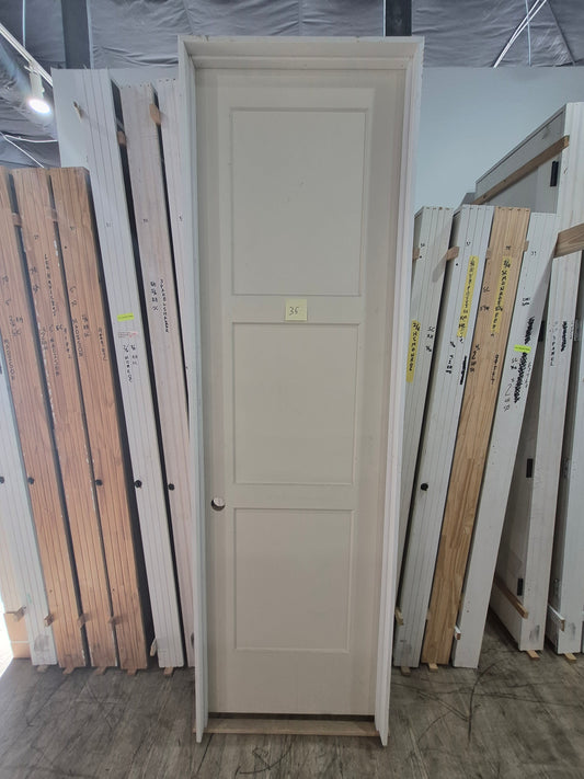 CLEARANCE - Interior Door 35 - Pre-hung Right Hand Swing 2/4(28")x8/0(96")x 1-3/8" Primed Molded Smooth 3-Panel Shaker Style Birkdale Hollow Core