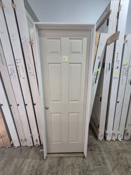 CLEARANCE - Interior Door 37 - Pre-hung Right Hand Swing 2/4(28")x6/8(80")x 1-3/8" Primed Molded Textured 6-Panel Raised Colonist Hollow Core