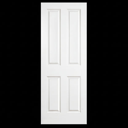 Single Pre-hung: Primed Molded 4-Panel 2wx2h Raised Smooth (WG) Hollow Core 1 3/8"