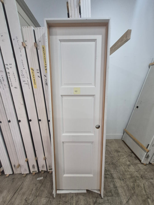 CLEARANCE - Interior Door 43 - Pre-hung Left Hand Swing 2/0(24")x6/8(80")x 1-3/4" Primed MDF 3-Panel True Shaker SC (Copy)