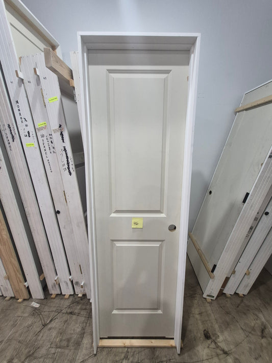 CLEARANCE - Interior Door 46 - Pre-hung Left Hand Swing 2/0(24")x6/8(80")x 1-3/8" Primed Molded Smooth 2-Panel Squaretop Raised Carrara Hollow Core
