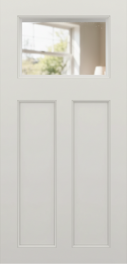 SLAB: Fiberglass Smooth 3-Panel 1-Lite Clear Direct Glazed Shaker Panel DRS3C/DRS3C80 (unfinished)