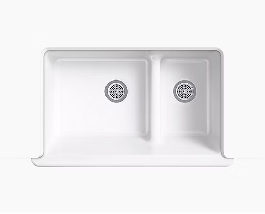 PROHS - Kitchen Sink - KOHLER Whitehaven 60/40 Cast Iron Short Apron Kitchen Sink
