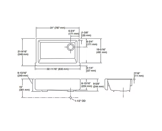 PROHS - Vanity Sink - KOHLER Whitehaven Cast Iron Apron Kitchen Sink