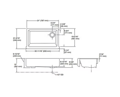 PROHS - Vanity Sink - KOHLER Whitehaven Cast Iron Apron Kitchen Sink