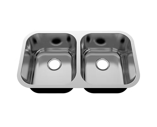 PROHS - Kitchen Sink -  PROHS 50/50 Equal Double Bowl Stainless Steel Undermount Kitchen Sink