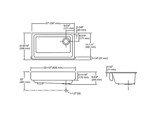 PROHS - Kitchen Sink - KOHLER Whitehaven Cast Iron Short Apron Kitchen Sink