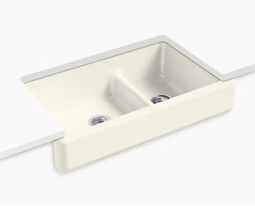 PROHS - Kitchen Sink - KOHLER Whitehaven 60/40 Cast Iron Short Apron Kitchen Sink