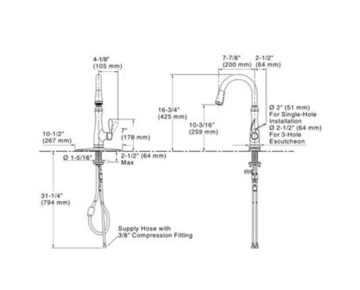 PROHS - Kitchen Faucet - KOHLER Bellera Pull-Down Kitchen Faucet