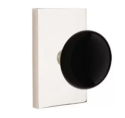 Emtek 5212 Privacy Porcelain Door Knob with Modern Rectangular Rosette
