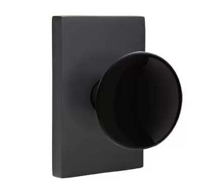 Emtek 5212 Privacy Porcelain Door Knob with Modern Rectangular Rosette