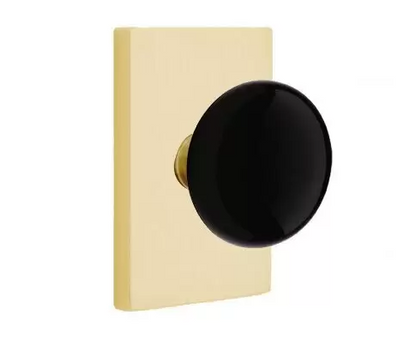 Emtek 5212 Privacy Porcelain Door Knob with Modern Rectangular Rosette