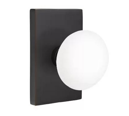 Emtek 5212 Privacy Porcelain Door Knob with Modern Rectangular Rosette