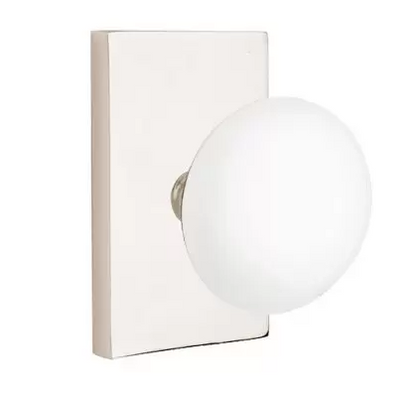 Emtek 5212 Privacy Porcelain Door Knob with Modern Rectangular Rosette