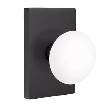 Emtek 5212 Privacy Porcelain Door Knob with Modern Rectangular Rosette