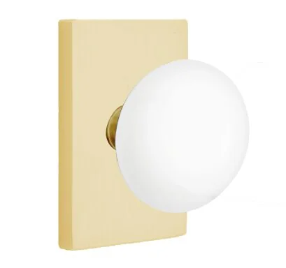 Emtek 5212 Privacy Porcelain Door Knob with Modern Rectangular Rosette