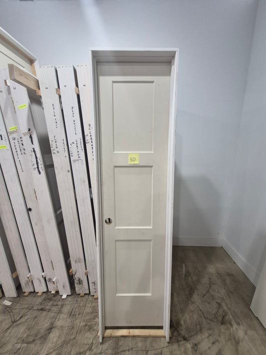 CLEARANCE - Interior Door 50 - Pre-hung Right Hand Swing 2/0(24")x6/8(80")x 1-3/8" Primed Molded Smooth 3-Panel Shaker Style Birkdale Solid Core