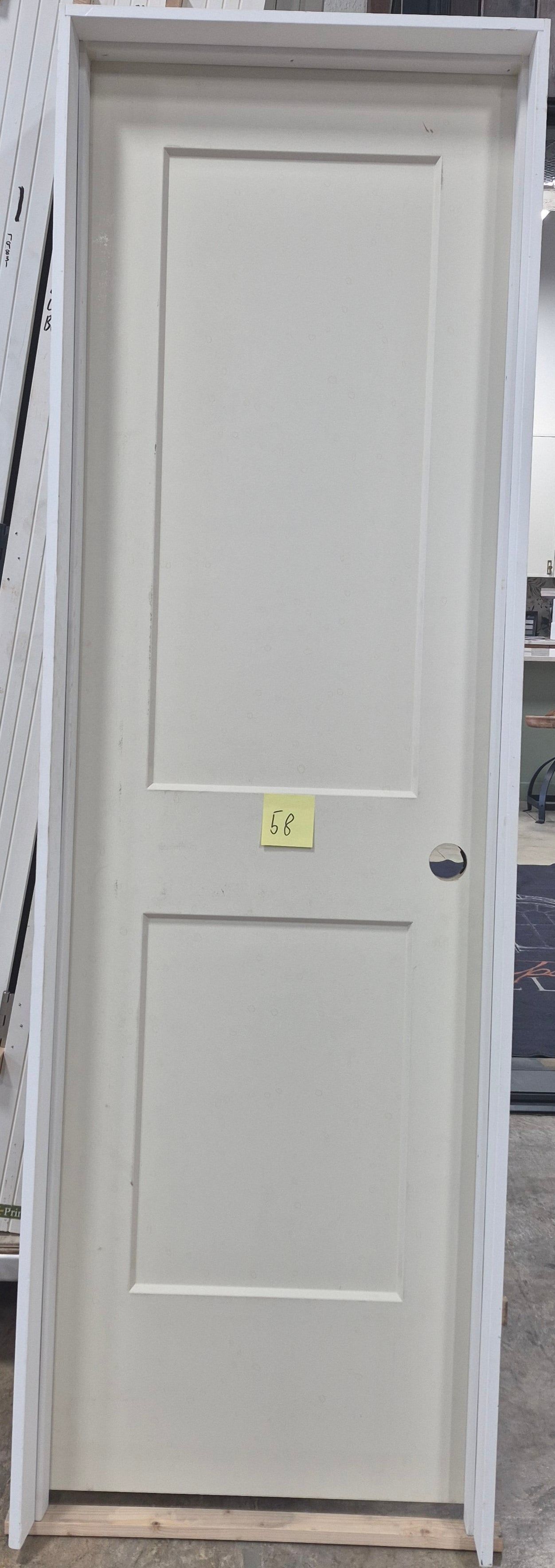CLEARANCE - Interior Door 58 - Pre-hung Left Hand Swing 2/0(24")x6/8(80")x 1-3/8" Primed Molded Smooth 2-Panel  Shaker Style Monroe Solid Core