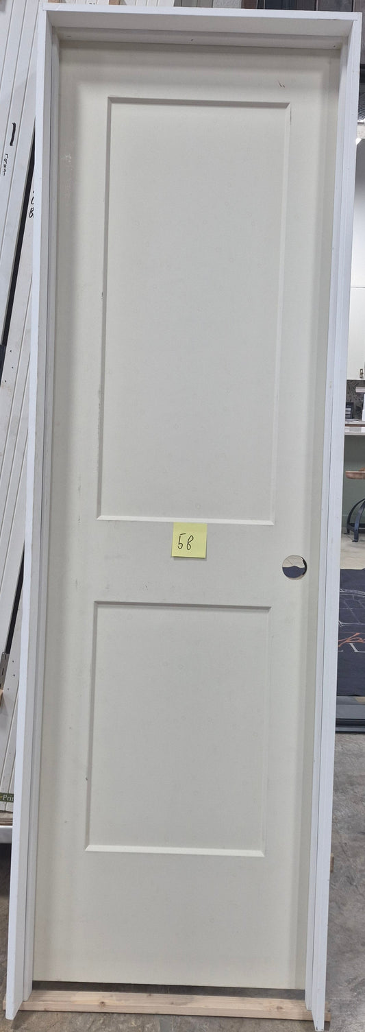 CLEARANCE - Interior Door 58 - Pre-hung Left Hand Swing 2/0(24")x6/8(80")x 1-3/8" Primed Molded Smooth 2-Panel  Shaker Style Monroe Solid Core