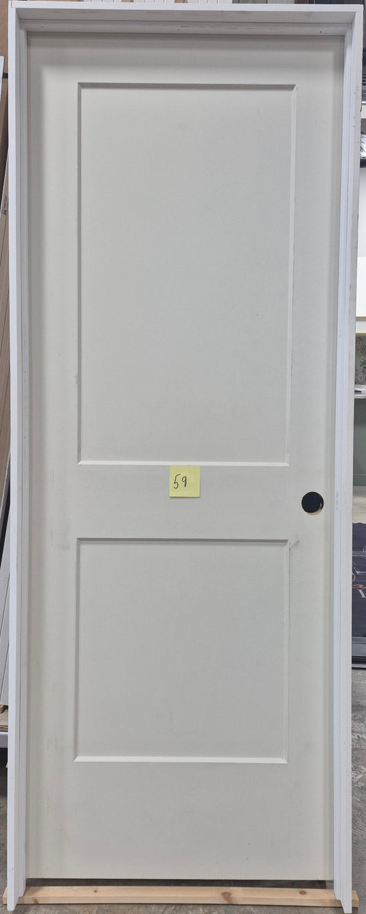 CLEARANCE - Interior Door 59 - Pre-hung Left Hand Swing 2/6(30")x6/8(80")x 1-3/8" Primed Molded Smooth 2-Panel Shaker Style Monroe Hollow Core