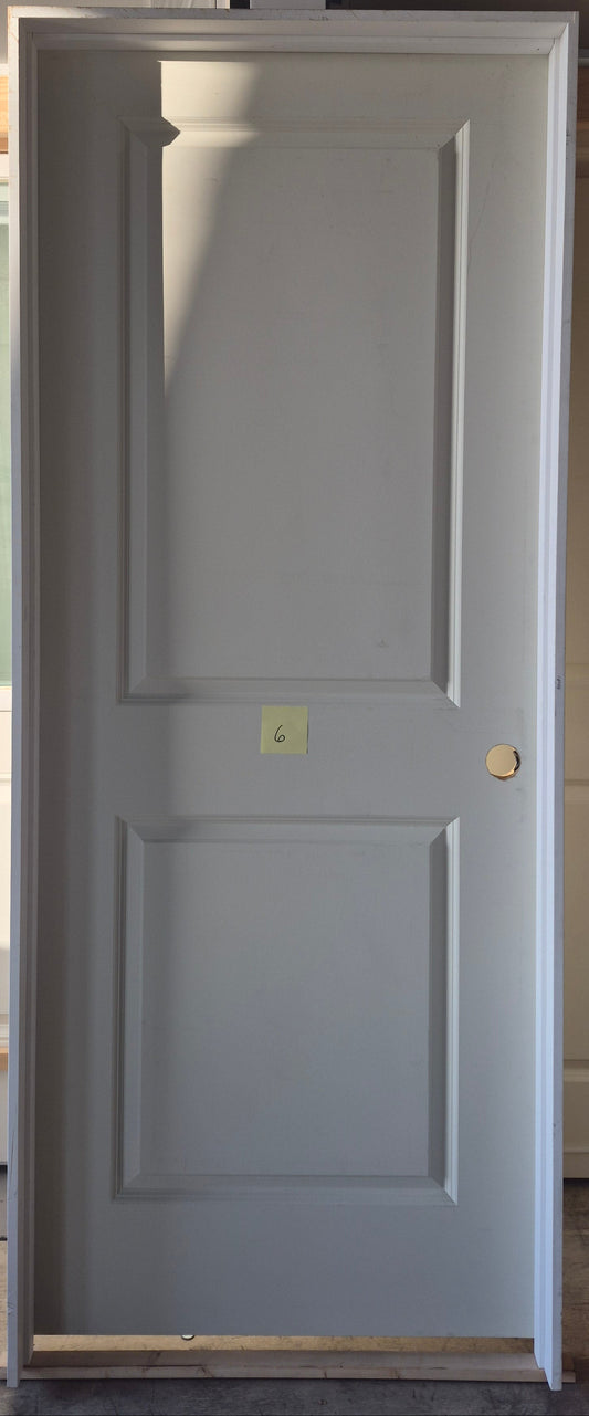 CLEARANCE - Interior Door 6 - Pre-hung Right Hand Swing 2/8(32")x6/8(80")x 1-3/8" Primed Molded Smooth 2-Panel Raised Carrara Solid Core