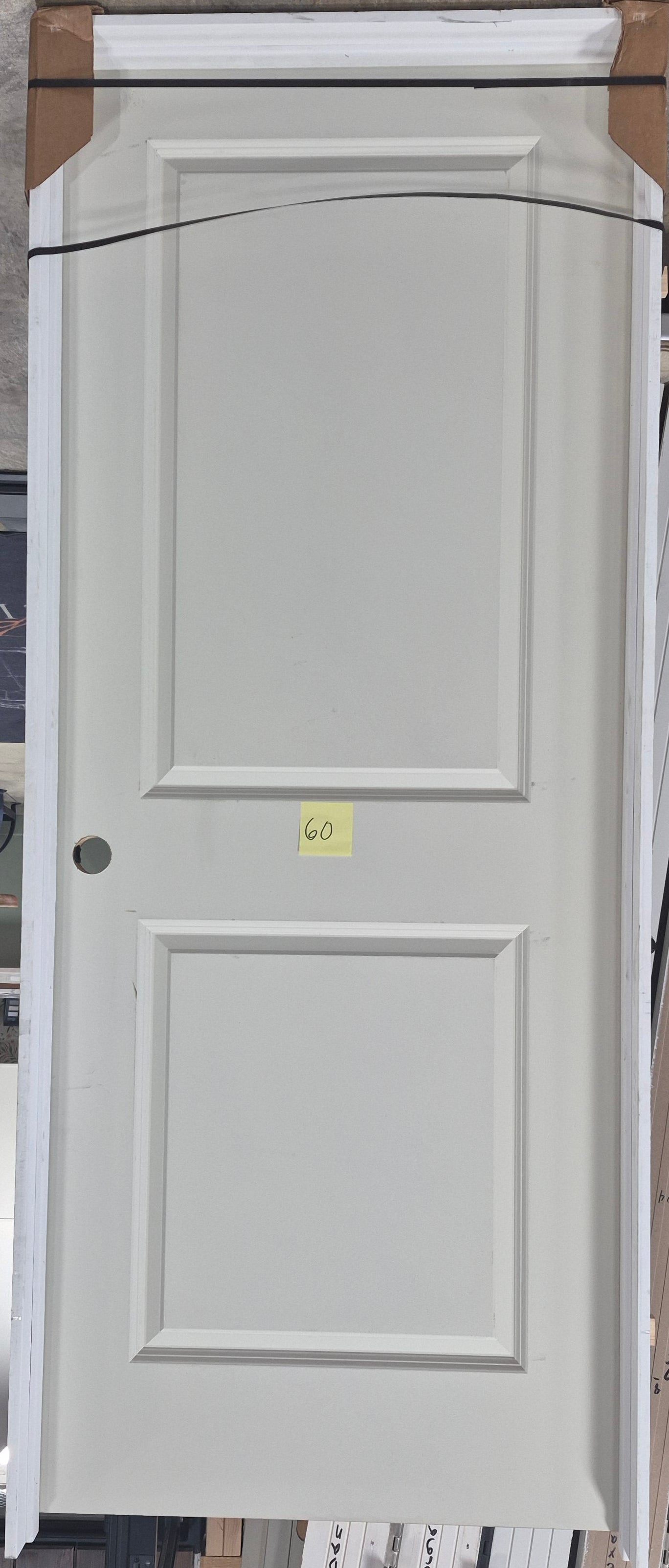 CLEARANCE - Interior Door 60 - Pre-hung Right Hand Swing 2/8(32")x6/8(80")x 1-3/8" Primed Molded Smooth 2-Panel Raised Carrara Solid Core