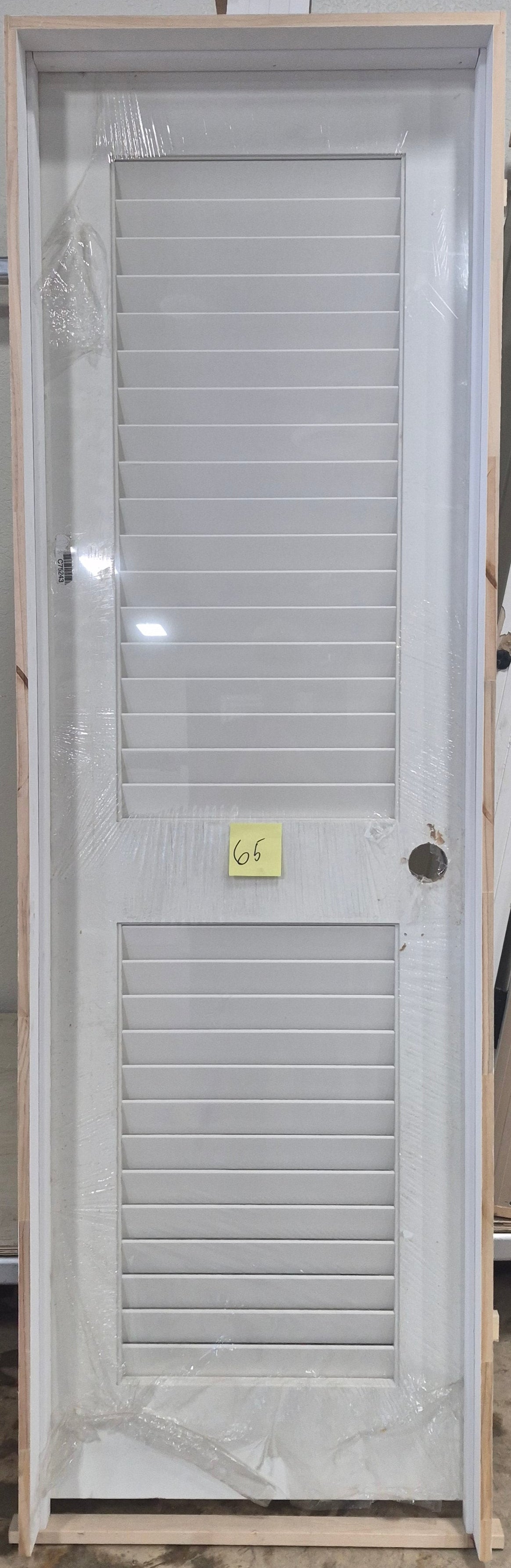 CLEARANCE - Interior Door 65 - Pre-hung Left Hand Swing 2/0(24")x6/8(80")x 1-3/8" Primed MDF Louver/Louver Plantation