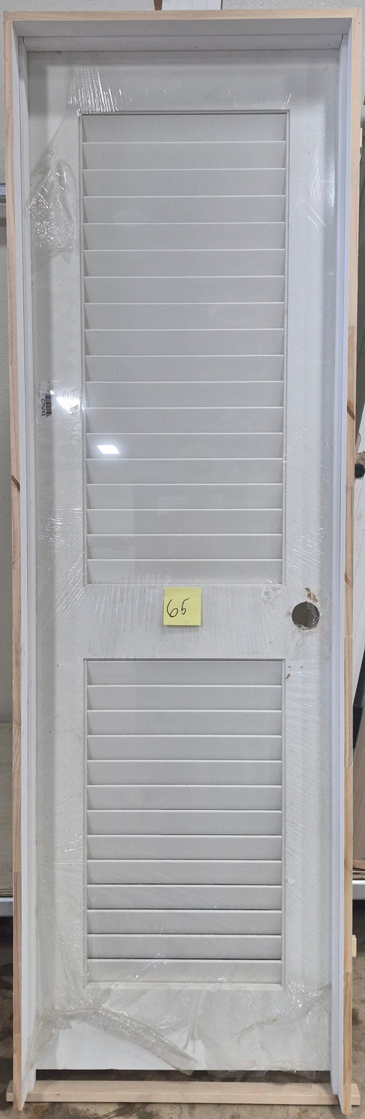 CLEARANCE - Interior Door 65 - Pre-hung Left Hand Swing 2/0(24")x6/8(80")x 1-3/8" Primed MDF Louver/Louver Plantation