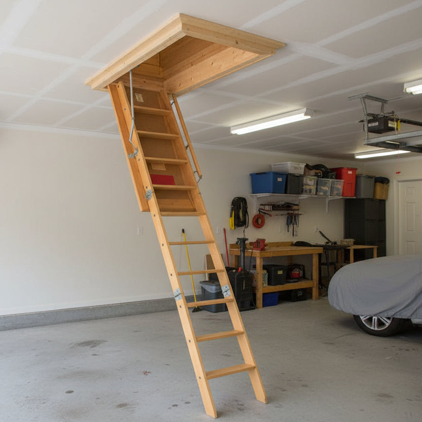 ATTIC STAIRS: Husky Model #655D DBL (The Answer) Wood Attic Stairs