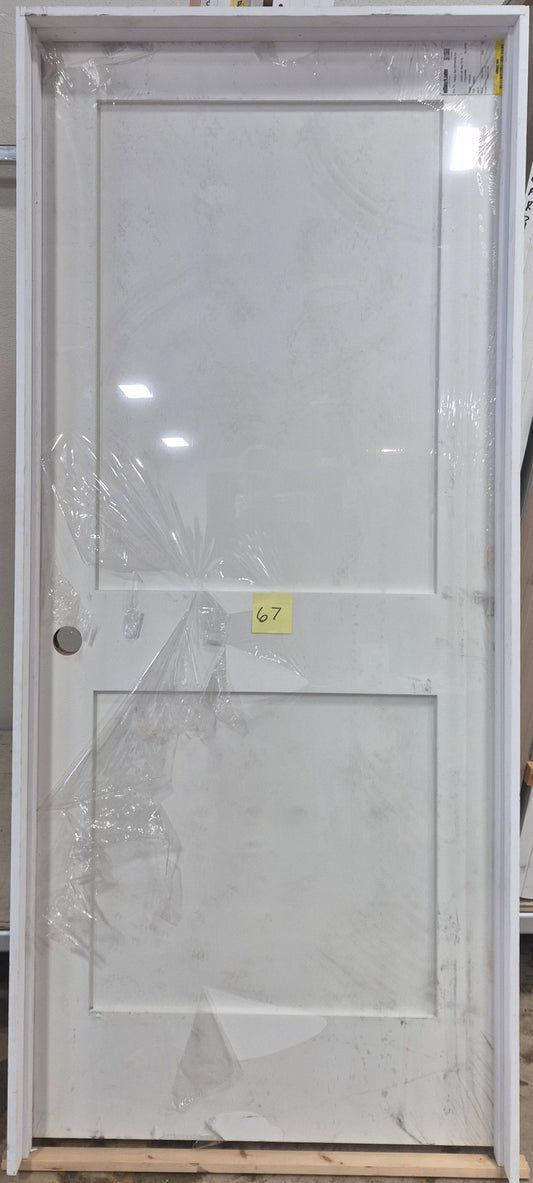 CLEARANCE - Interior Door 67 - Pre-hung Right Hand Swing 2/10(34")x6/8(80")x 1-3/8" Primed MDF 2-Panel True Shaker SC