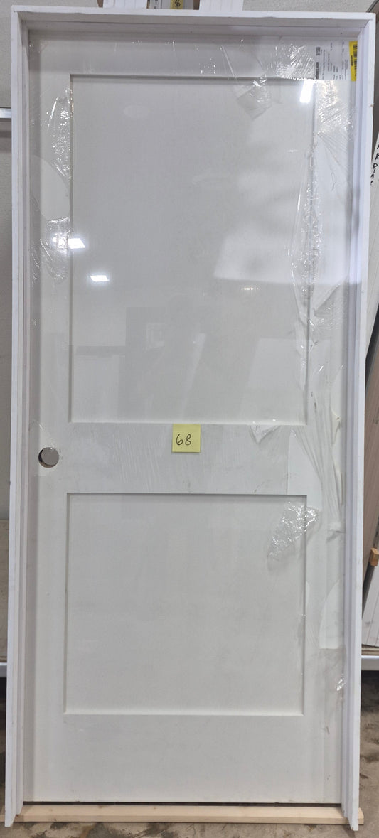 CLEARANCE - Interior Door 68 - Pre-hung Right Hand Swing 2/10(34")x6/8(80")x 1-3/8" Primed MDF 2-Panel True Shaker SC