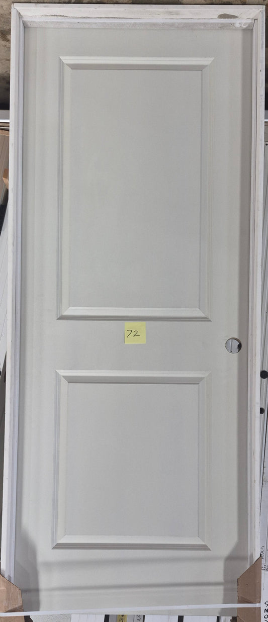 CLEARANCE - Interior Door 72 - Pre-hung Left Hand Swing 2/8(32")x6/8(80")x 1-3/8" Primed Molded Smooth 2-Panel Raised Carrara Hollow Core
