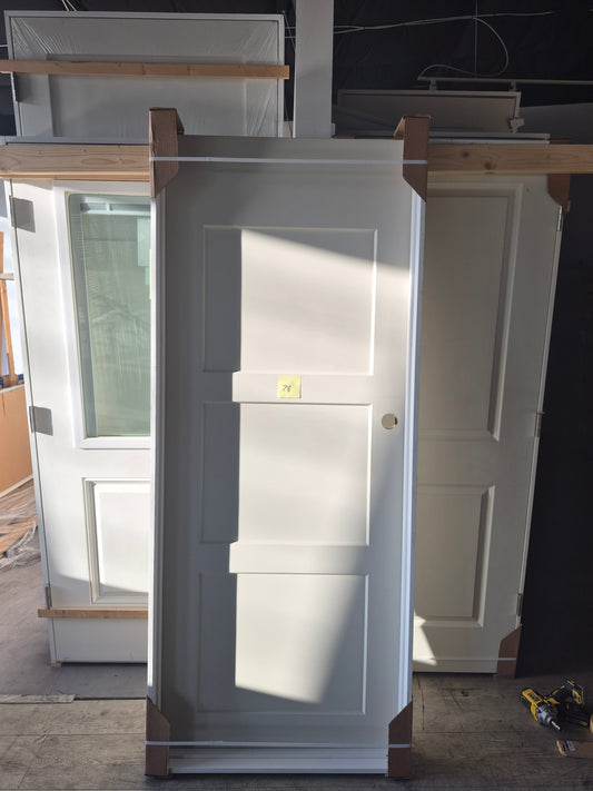 CLEARANCE - Interior Door 78 - Pre-hung Right Hand Swing 2/8(32")x6/8(80")x 1-3/8" Primed Molded Smooth 3-Panel Shaker Style Birkdale Hollow Core