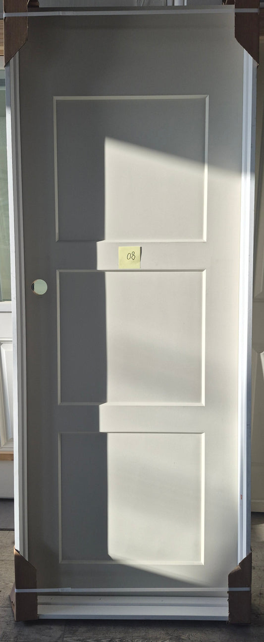 CLEARANCE - Interior Door 80 - Pre-hung Left Hand Swing 2/6(30")x6/8(80")x 1-3/8" Primed Molded Smooth 3-Panel Shaker Style Birkdale Hollow Core