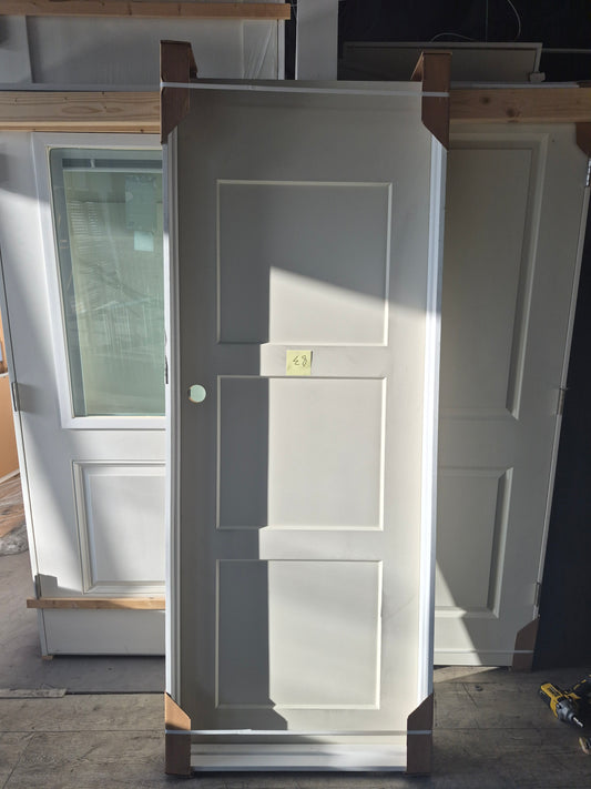 CLEARANCE - Interior Door 83 - Pre-hung Left Hand Swing 2/6(30")x6/8(80")x 1-3/8" Primed Molded Smooth 3-Panel Shaker Style Birkdale Hollow Core
