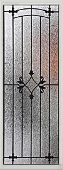 Door Glass Insert: Charleston Decorative Glass Wrought Iron Design Impact Rated