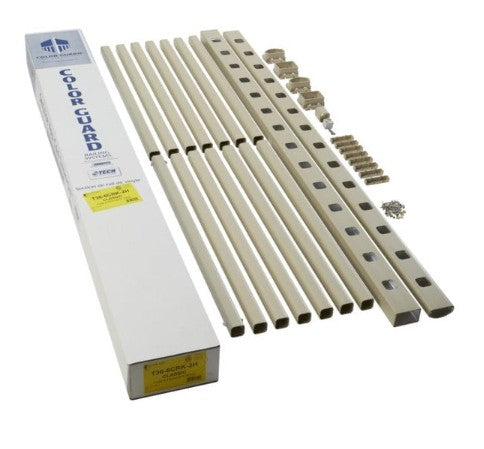 Color Guard: CLASSIC 36" tall and 4 foot in length Straight Rail W36-4-CRK-H White 4" Support Block