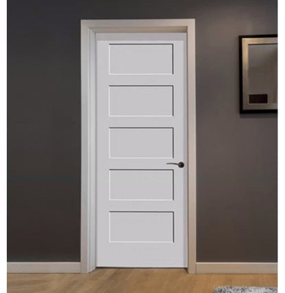 PreHung: Conmore 6/8(80") Primed Moulded Smooth 5-Panel Stepped Sticking Hollow Core Slab 1 3/8"