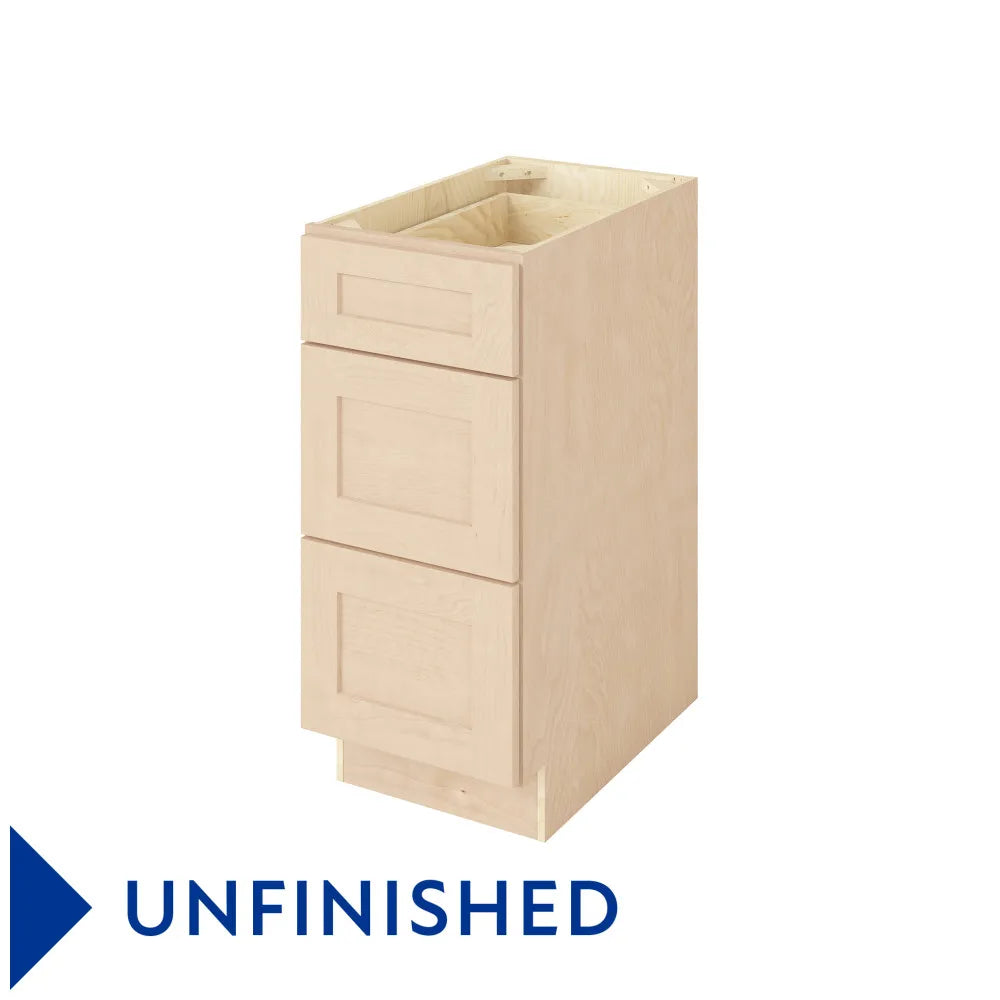 Hardware Resources: 15" Three Drawer Base - Unfinished